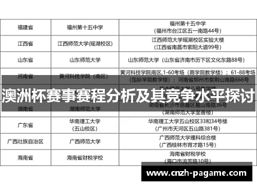 澳洲杯赛事赛程分析及其竞争水平探讨